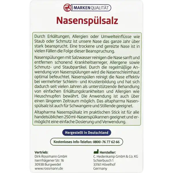 Altapharma Nasenspülsalz, bei Schnupfen und Pollenallergie, 1x60St., neu