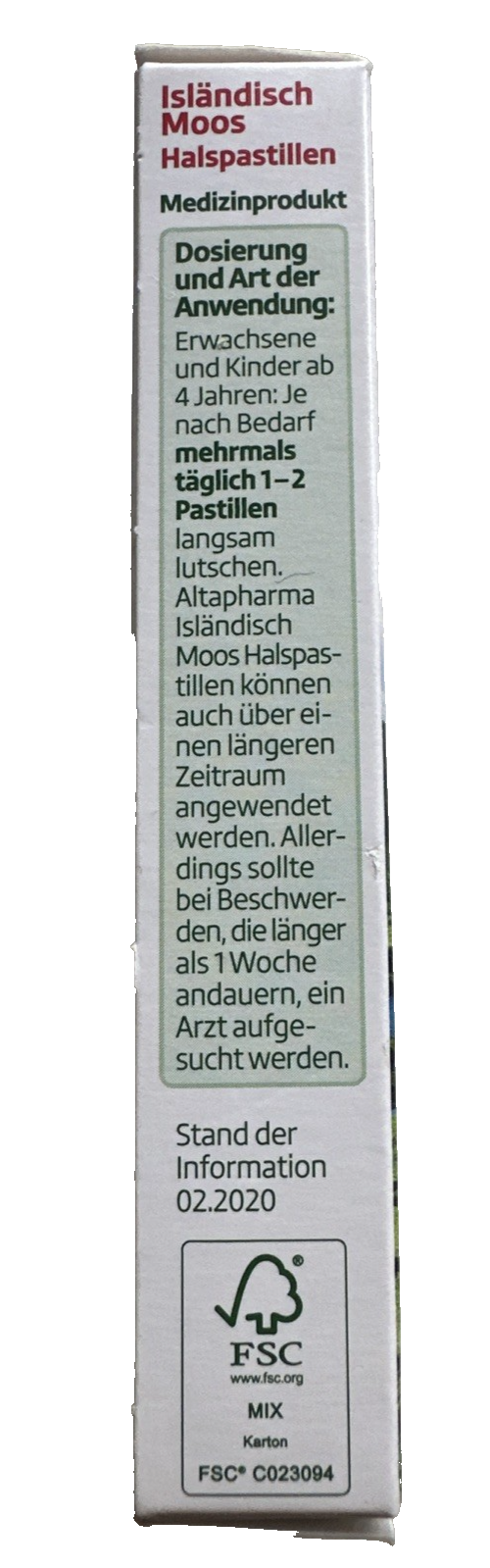 Altapharma Isländisch Moos Halspastillen, 40 Lutschpastillen, neu&ovp