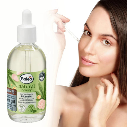 Balea Natural Beauty Care Oil ar organisko kaņepju sēklu eļļu un rožu ekstraktu, 100ml, jauna