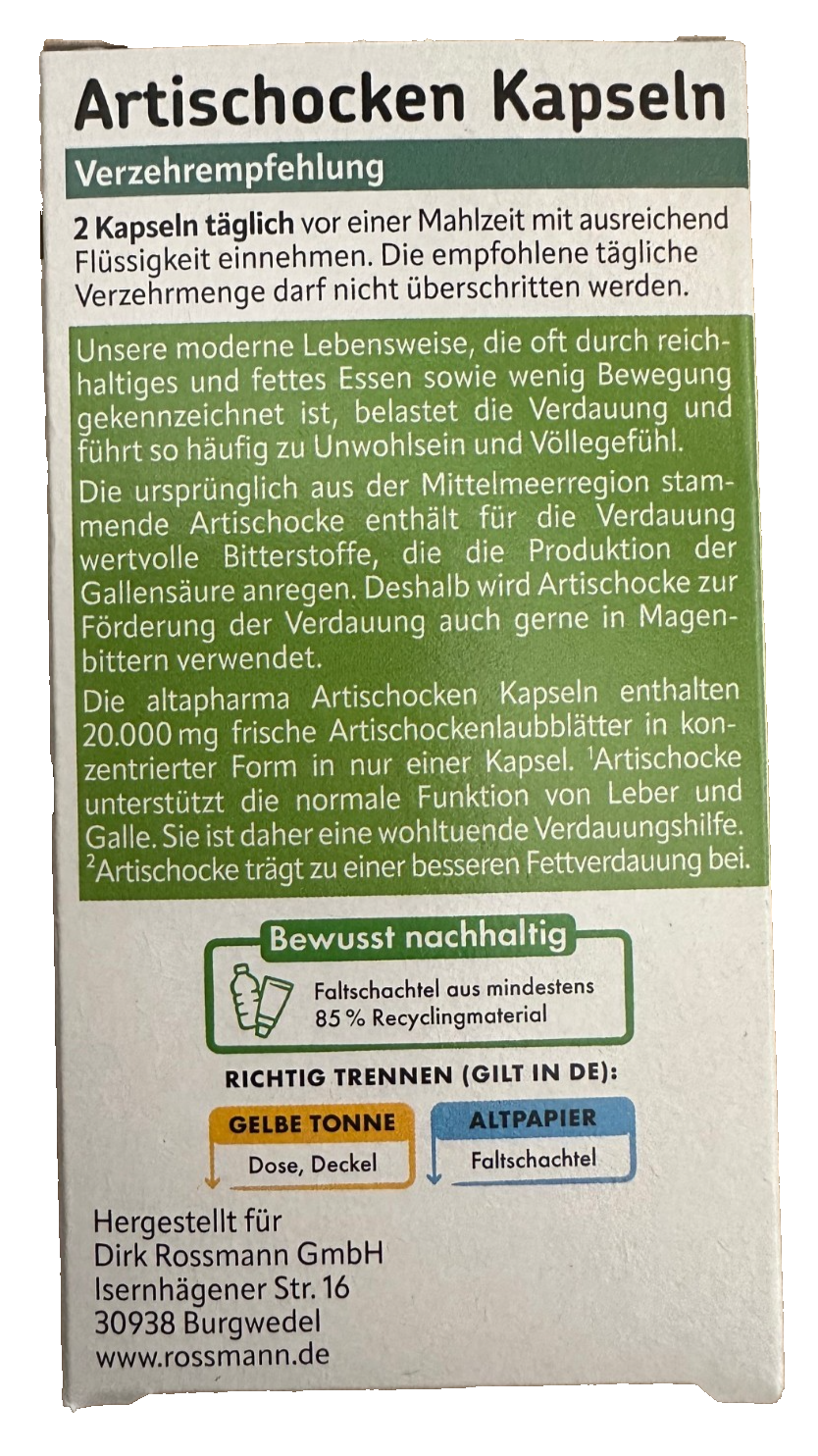 Altapharma Artischocken Kapseln, 1x100 St., neu&ovp
