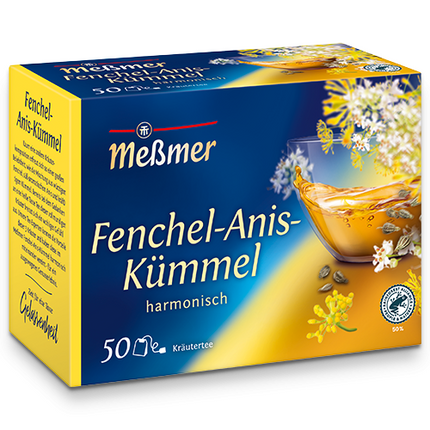 Meßmer fenheļa-anīsa-ķimeņu zāļu tēja, 2 lieli iepakojumi (2 x 50 maisiņi), jauni un aizzīmogoti