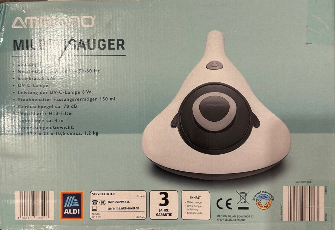 AMBIANO Milbensauger, 300W, mit UV-C Licht, Neu&OVP