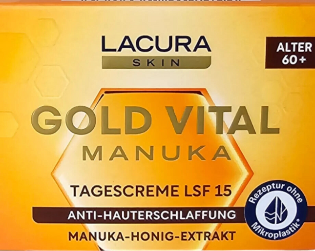 Lacura Gold Vital dienas krēms ar manukas medus ekstraktu, ļoti nobriedušai ādai, SPF 15, 50ml