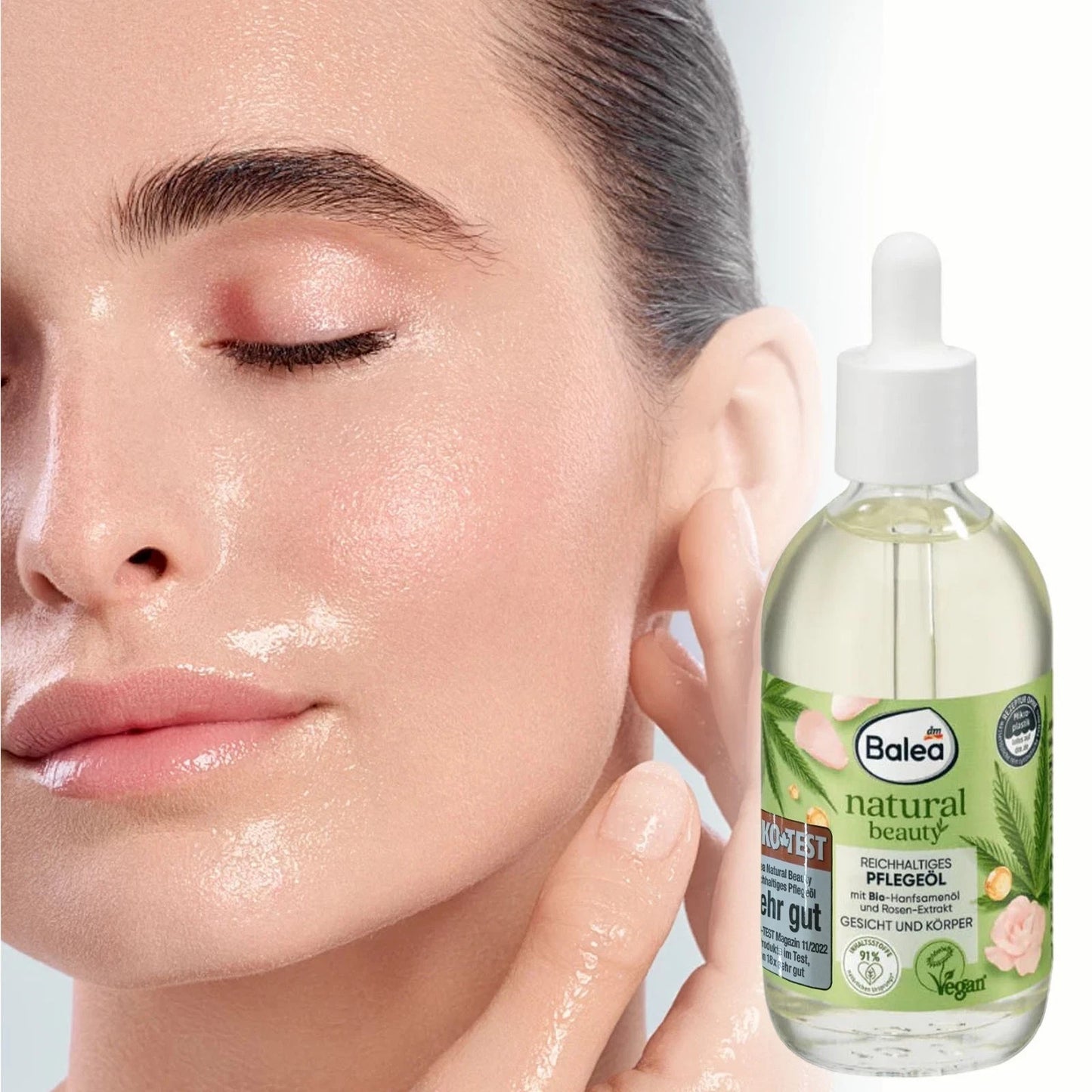 Balea Natural Beauty Pflegeöl mit Bio-Hanfsamenöl und Rosen-Extrakt, 100ml, neu
