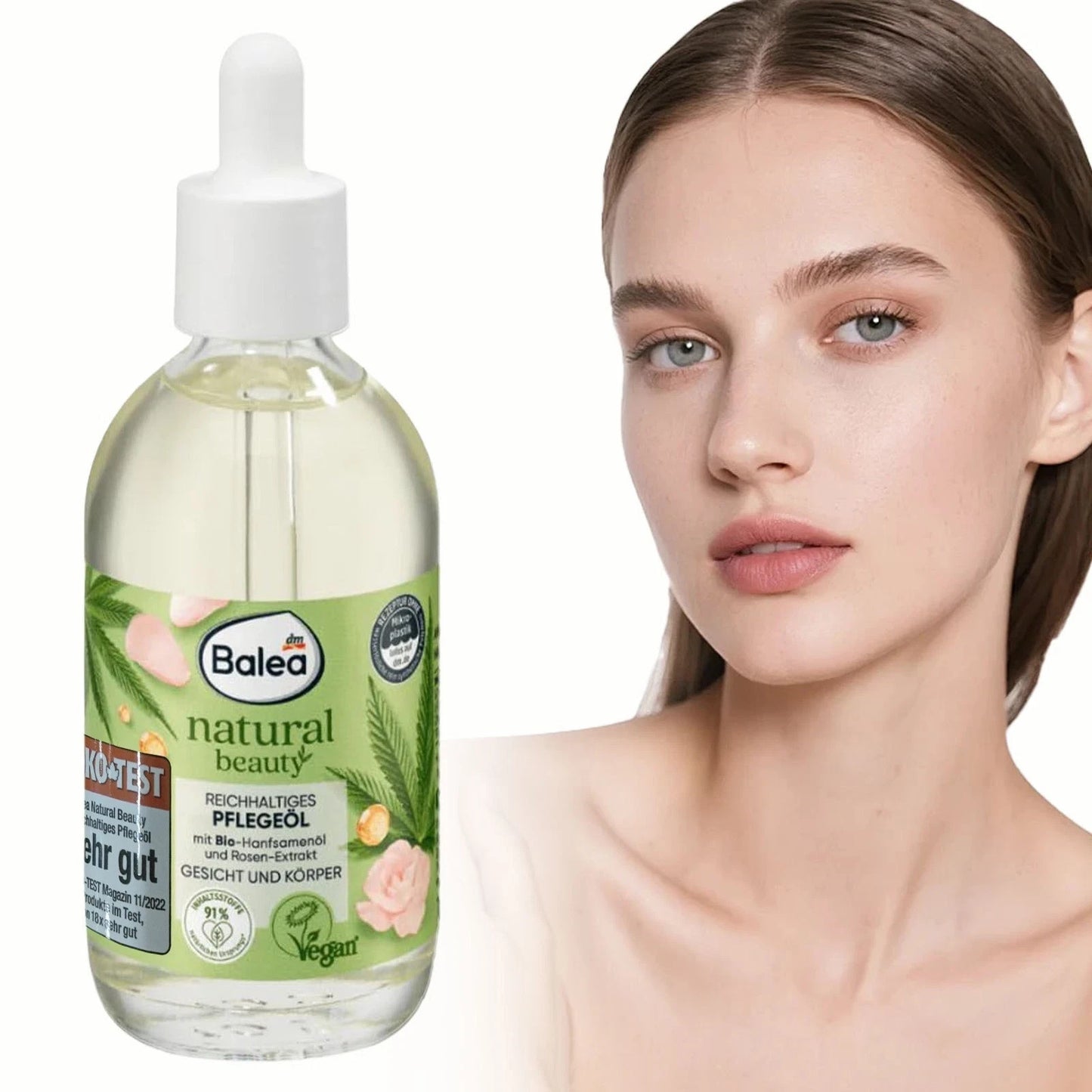 Balea Natural Beauty Pflegeöl mit Bio-Hanfsamenöl und Rosen-Extrakt, 100ml, neu