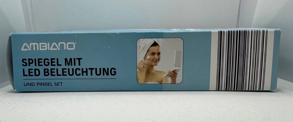 AMBIANO Faltbarer Kosmetikspiegel Pinsel Set mit LED Beleuchtung, aufladbar, Neu