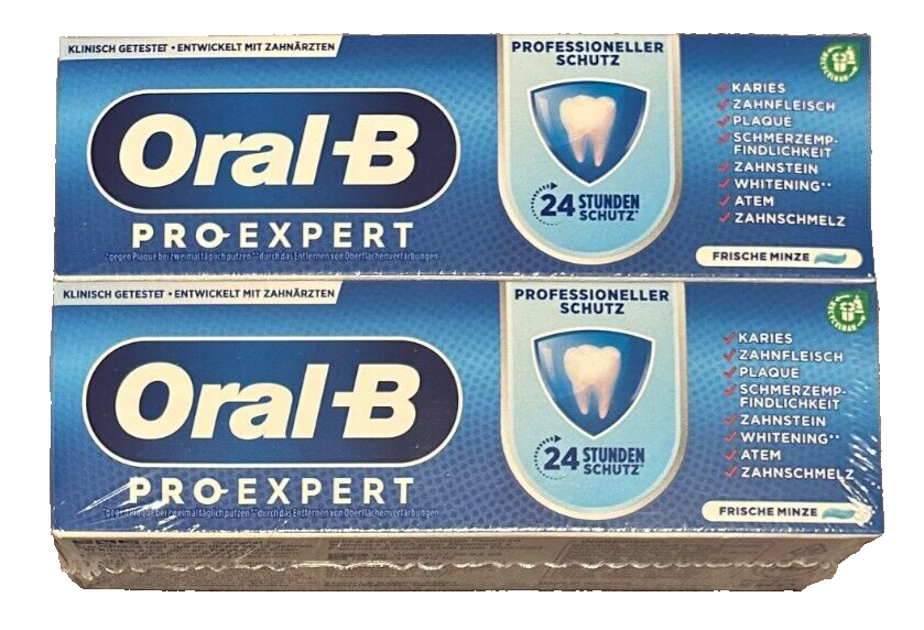 2x Oral-B Pro-Expert Zahnpasta, Professioneller Schutz Minzgeschmack, 75 ml, Neu