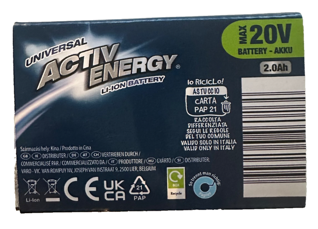 ACTIV ENERGY Akku 20 V, 2 Ah Li-Ion, Kompatibel zu FERREX Geräte, neu&ovp