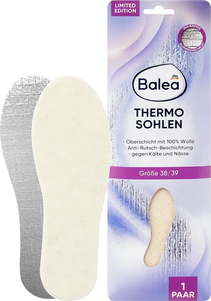 Balea Einlegesohlen Thermo Gr. 37/38 (1 Paar), 100% Wolle, Ali-ISO-Schicht, neu