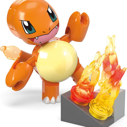 MEGA Pokémon Charmander's Fiery Spin, būvēšanas komplekts ar kustības akmeni, jauns un aizzīmogots
