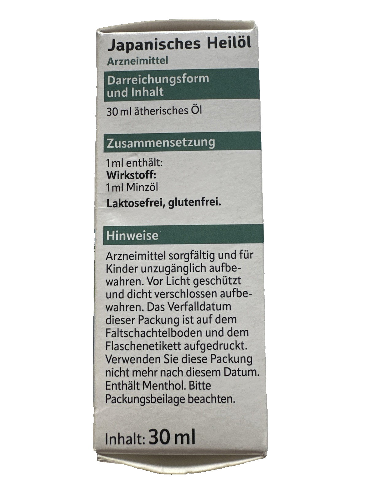 Altapharma Japanisches Heilöl, 100% ätherisches Minzöl, 30 ml, neu&ovp