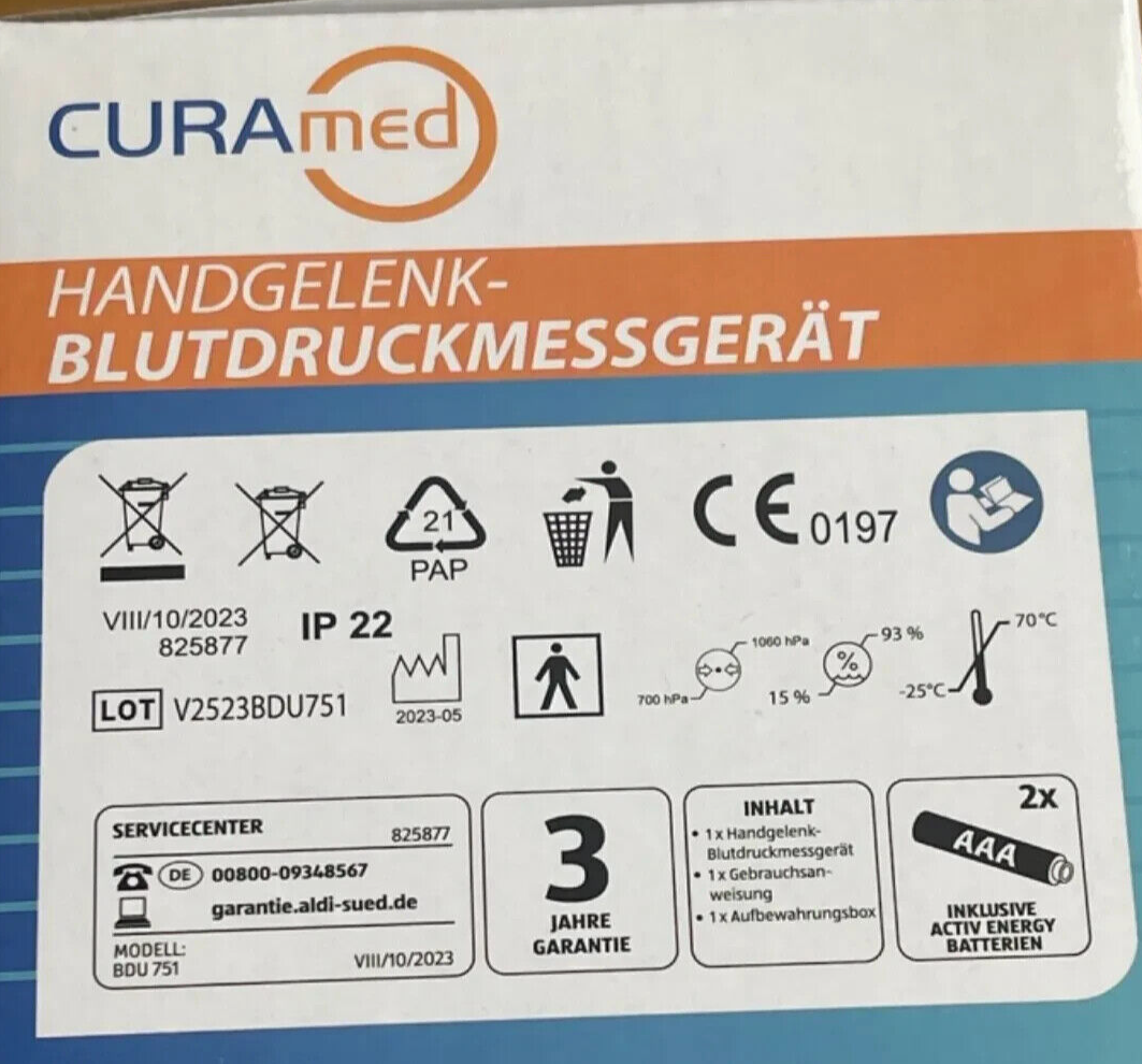 CURAmed Handgelenk Blutdruckmessgerät, neu&ovp