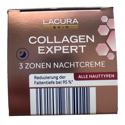 LACURA Skin Collagen Expert, 3 zonu nakts krēms, visiem ādas tipiem, 50ml, jauns un iesaiņots