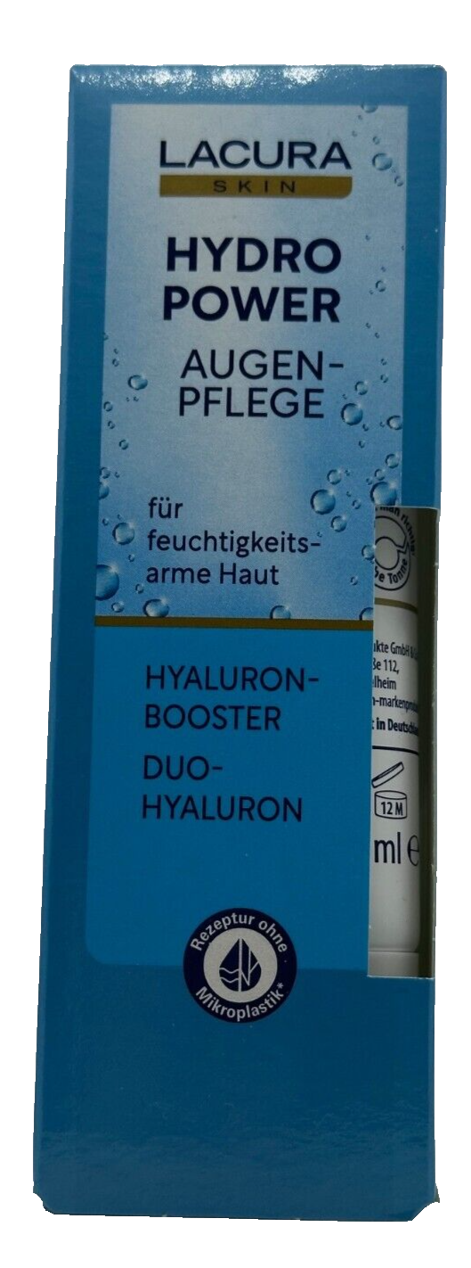LACURA Skin Hydro Power, hialuronskābes pastiprinātājs ar divu komponentu hialuronskābi, acu kopšanai, 20 ml, jauns