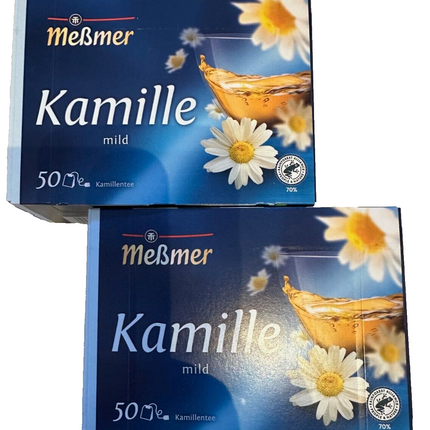 Meßmer kumelīšu tēja, 2 lieli iepakojumi (2 x 50 maisiņi), jauni un aizzīmogoti