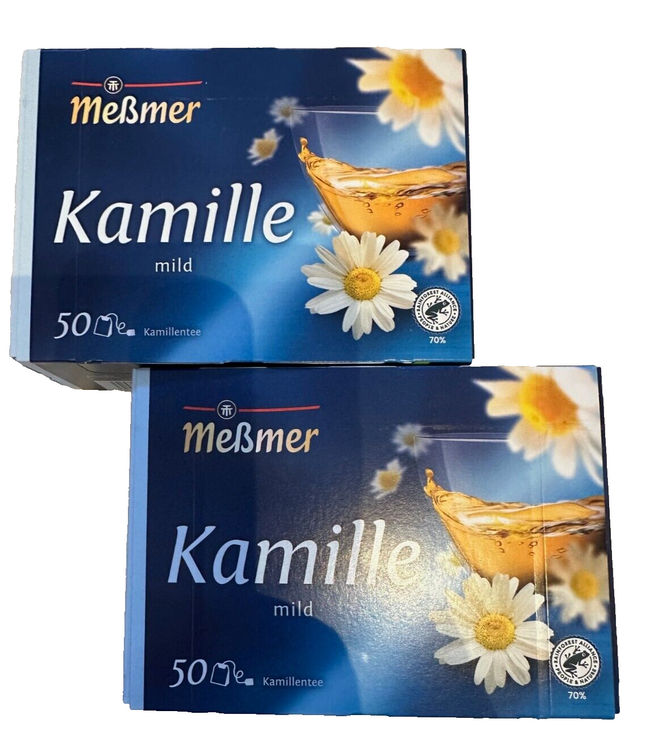 Meßmer kumelīšu tēja, 2 lieli iepakojumi (2 x 50 maisiņi), jauni un aizzīmogoti