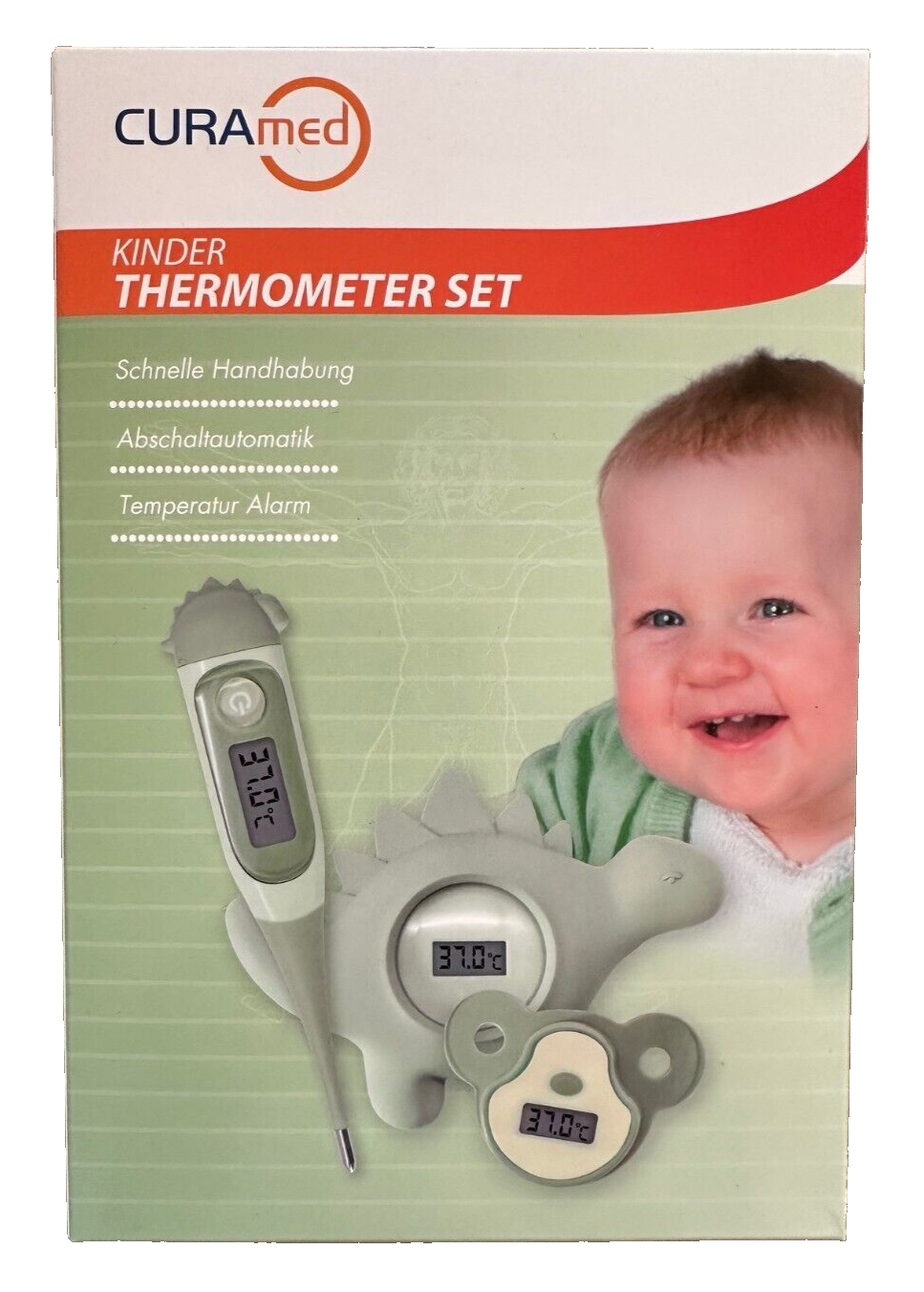 Curamed Kinder Thermometer Set, 3 teilig, mit Aufbewahrungstasche, neu&ovp