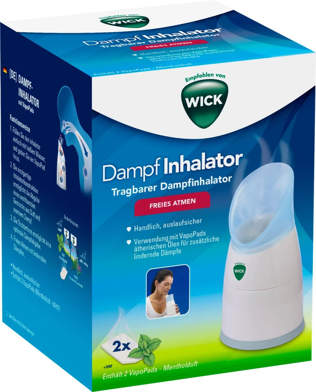 WICK tvaika inhalators W1300, manuāls, ar 2 Vapopads, jauns un oriģinālajā iepakojumā