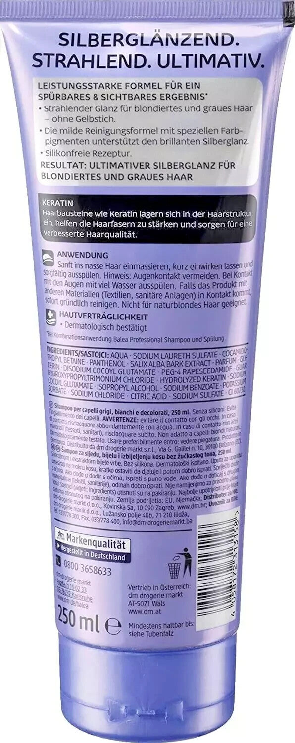 BALEA Professional šampūns sudrabainam spīdumam, 1 x 250 ml, jauns un iesaiņots iepakojumā