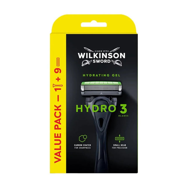 Wilkinson Hydro 3 ādas aizsardzības skuveklis, +9 rezerves asmeņi, jauns un aizzīmogots