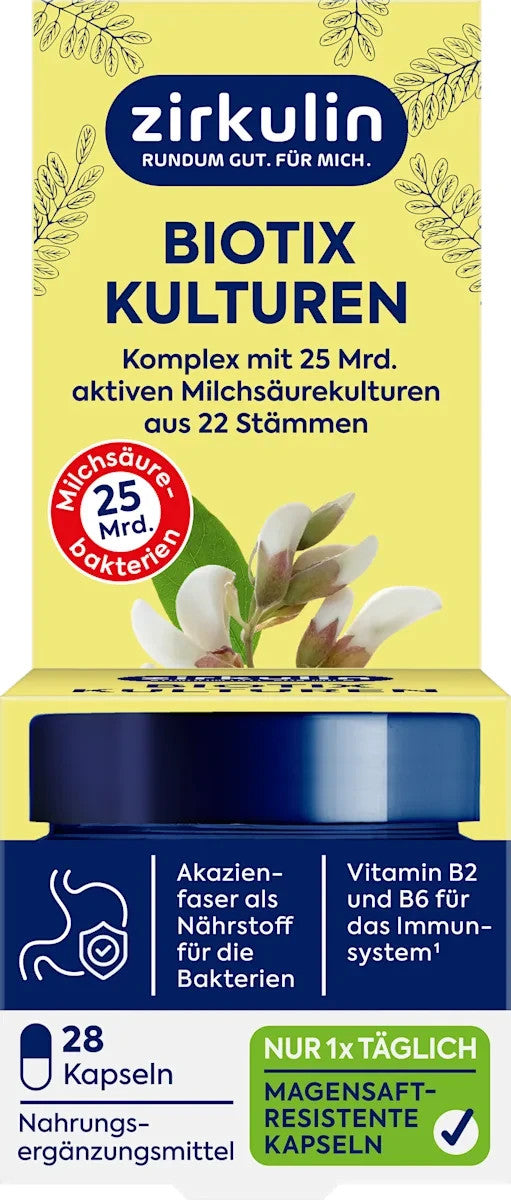 Zirkulin Biotix kultūru komplekss ar B2 un B6 vitamīniem, 1 x 28 kapsulas, jaunas un aizzīmogotas