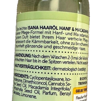 ISANA Haaröl Hanf & Macadamia, 1 x 100ml , neu&ovp