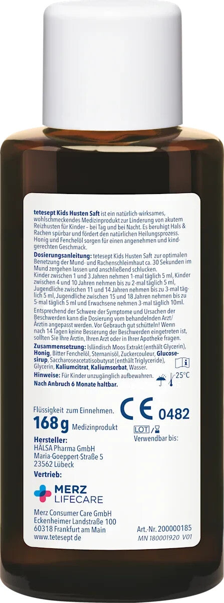 tetesept bērnu klepus sīrups ar medu un Islandes sūnām, 125 ml, jauns un noslēgts