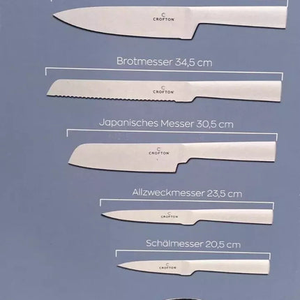 مجموعة سكاكين كروفتون، باللون الأبيض، مع 5 سكاكين عالية الجودة، جديدة وفي عبوتها الأصلية