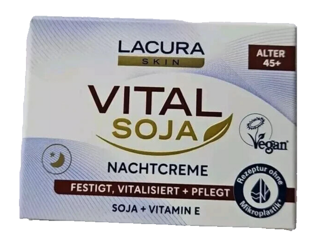Lacura Skin Vital sojas nakts krēms, vegāns, 50 ml, jauns un iepakojumā