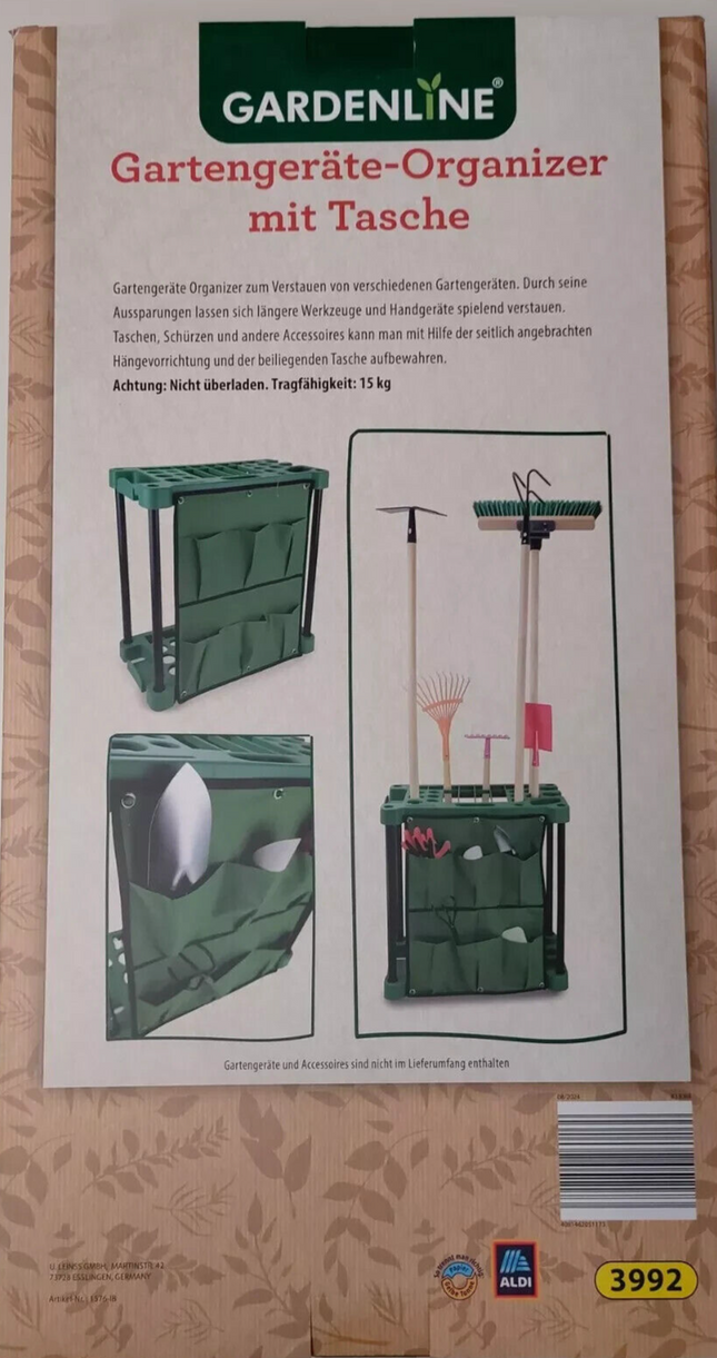 Gardenline dārza instrumentu organizators ar kabatām, jauns un oriģinālajā iepakojumā