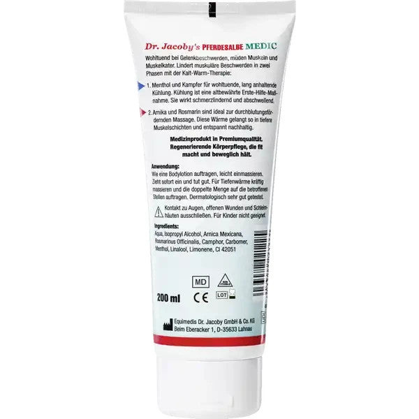Dr. Jacoby's Medic oriģinālā zirgu ziede, 1x200ml, jauna un aizzīmogota