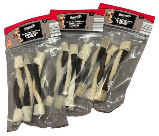 3x 120g (360g) ROMEO PREMIUM Twist Kaustangen "Rinderleber", neu&ovp