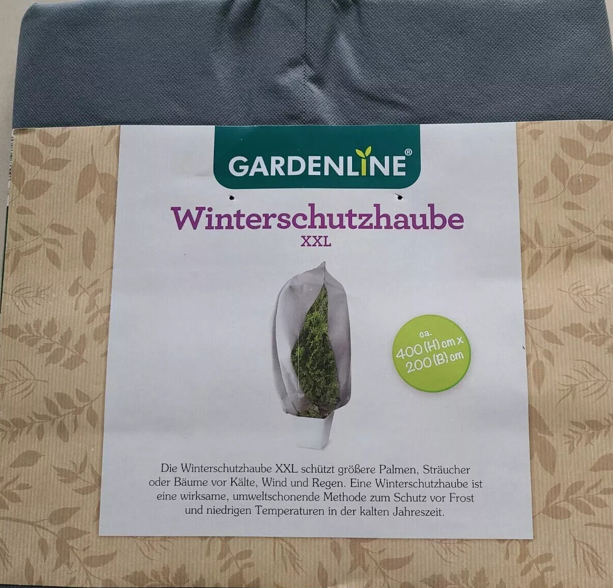 Gardenline Winterschutzhaube XXL, Vlies mit Reißverschluss, neu 400cm×200cm