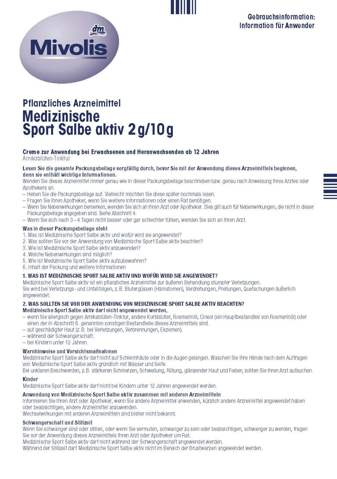 Mivolis medicīniskā sporta ziede, 100 ml, jauna un aizzīmogota