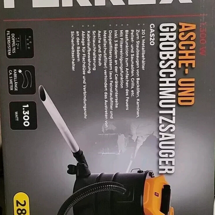 FERREX pelnu un rupjo netīrumu putekļsūcējs, 1300 W kamīns, plīts un putekļsūcējs, jauns