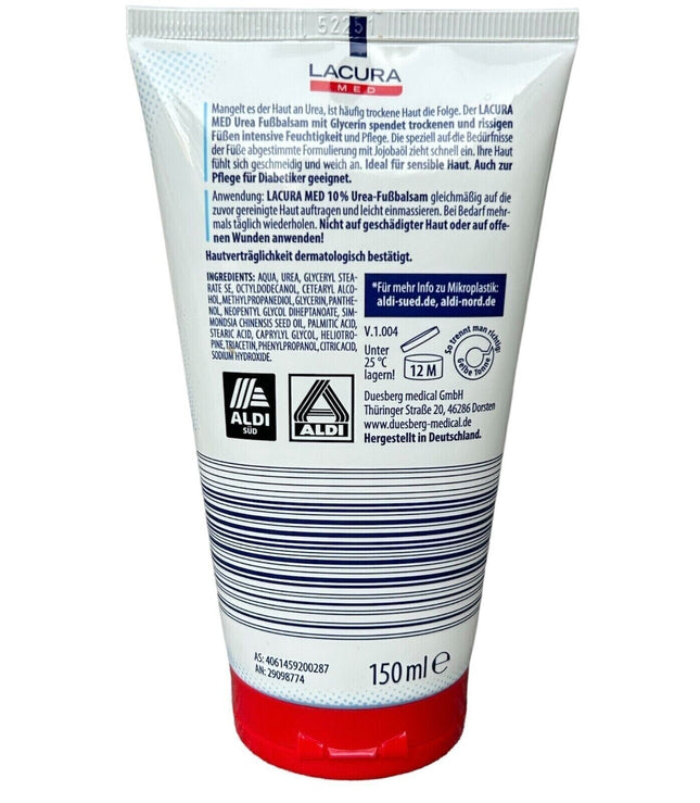 LACURA Med - pēdu balzams ar glicerīnu, 10% urīnvielu, pēdu kopšanai sausai ādai, 150ml