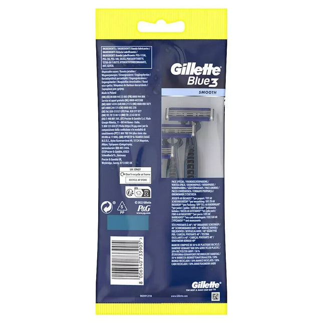 Gillette Blue 3 Smooth, vienreizējās lietošanas skuvekļi, 1x6 gab., jauni un aizzīmogoti