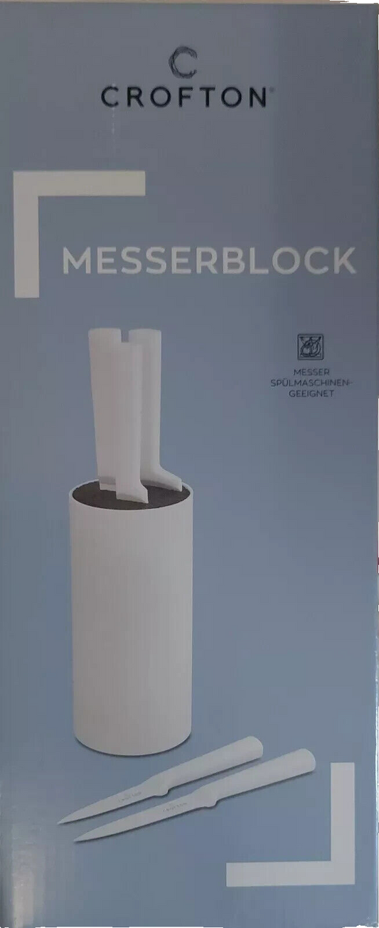 Crofton Messerblock Set, weiß, mit 5 hochwertigen Messern, neu&ovp