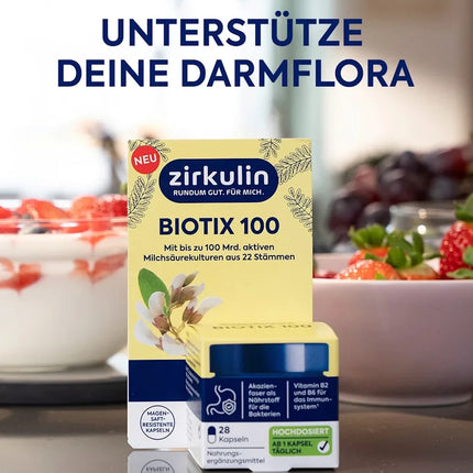 Zirkulin Biotix 100, ar B2 un B6 vitamīniem, 1 x 28 kapsulas, jaunas un aizzīmogotas