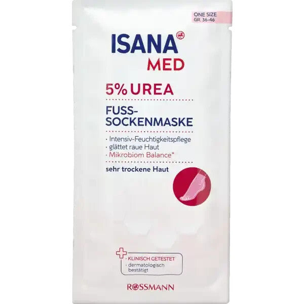 ISANA MED urīnvielas (5%) pēdu zeķu maska ​​ļoti sausai ādai, 1 iepakojums (1 pāris)