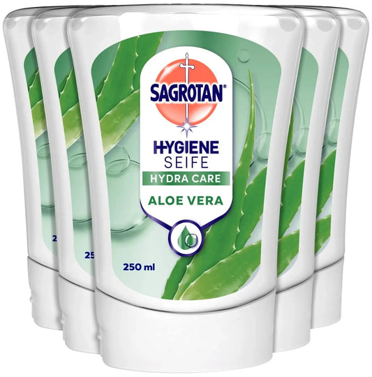 SAGROTAN Flüssigseife Nachfüller für No-Touch Spender, Aloe Vera Duft, 5x250ml
