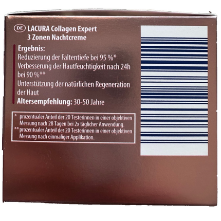 LACURA Skin Collagen Expert, 3 zonu nakts krēms, visiem ādas tipiem, 50ml, jauns un iesaiņots