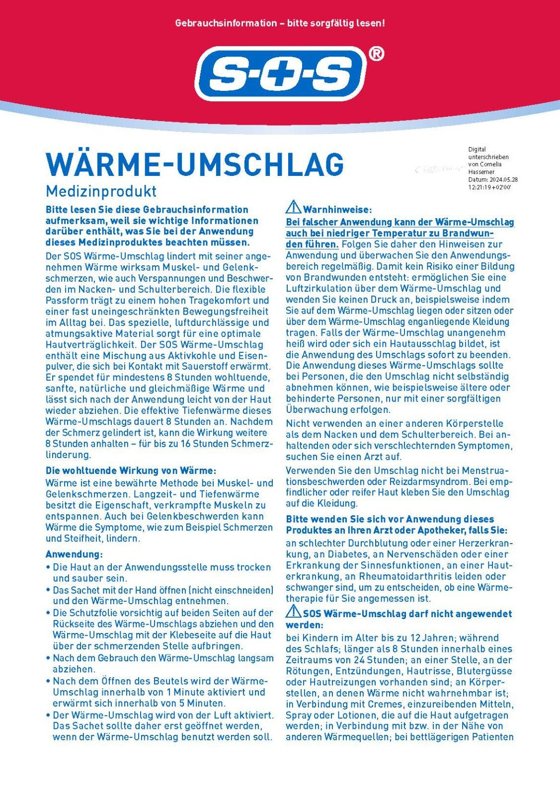 SOS Wärmeumschlag, Wärmetherapie bei Nacken- und Schulterschmerzen, neu