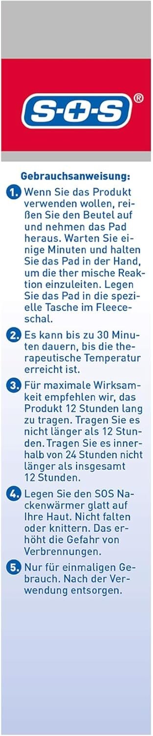SOS Nackenwärmer, zur Schmerzlinderung im Hals-Nackenbereich, 1x Schal + 3x Pads