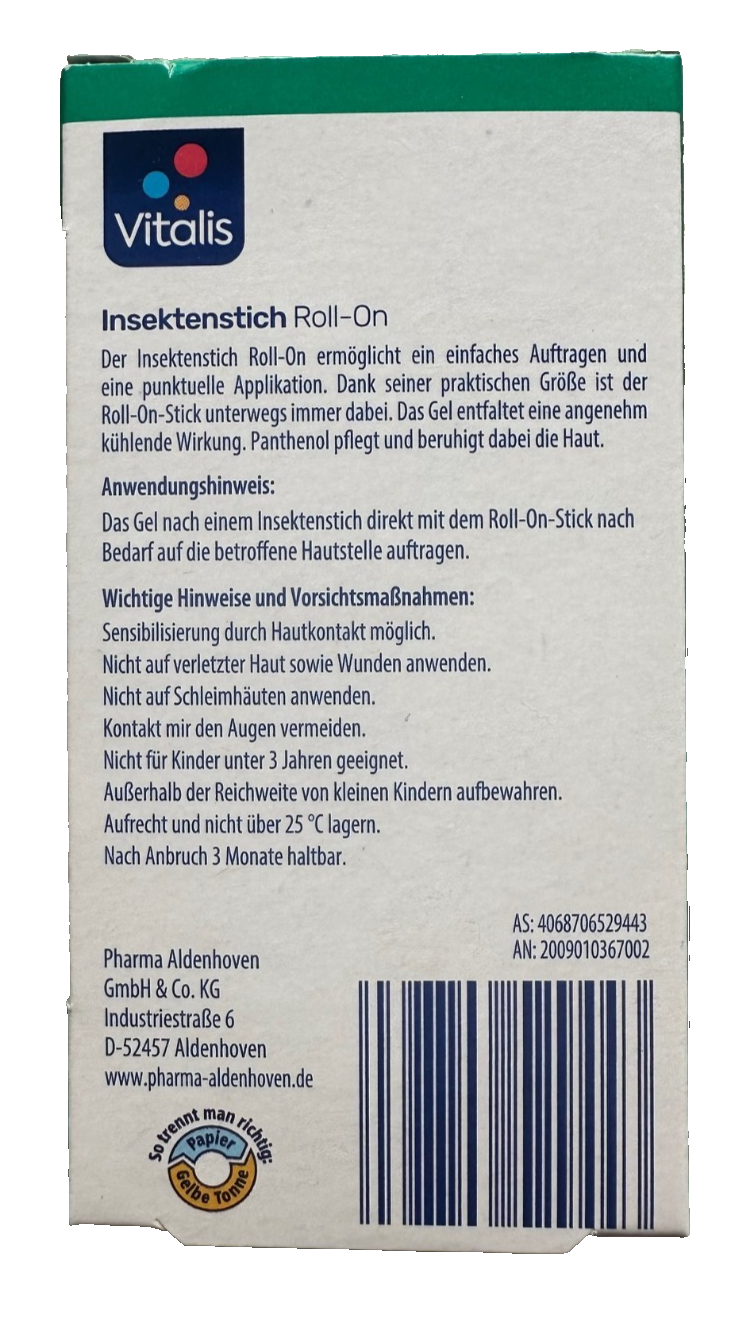 VITALIS Insektenstich-Roll-on, mit Panthenol & Aloe Vera, 15 ml, neu&ovp