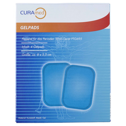 وسادات جل Curamed لجهاز TENS PTG695، 1 × 4 وسادات جل، 8 × 5.5 سم، جديدة ومختومة