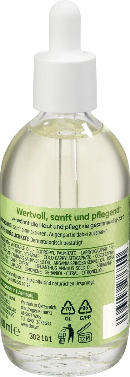 Balea Natural Beauty Care Oil ar organisko kaņepju sēklu eļļu un rožu ekstraktu, 100ml, jauna