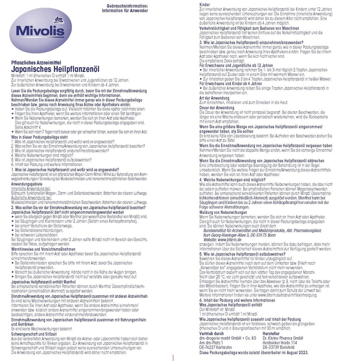 Mivolis japāņu ārstniecības augu eļļa, 30 ml, jauna un aizzīmogota