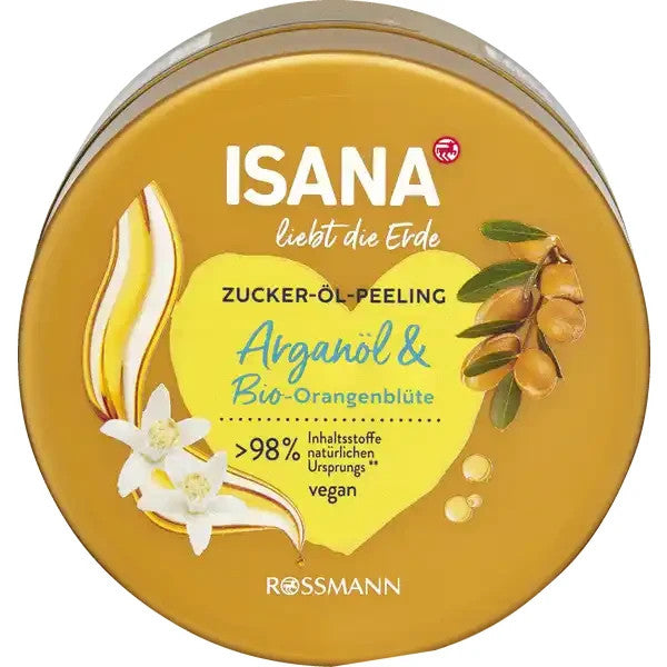 ISANA mīl zemi, cukura-eļļas skrubis ar argāna eļļu, jauns un iesaiņots iepakojumā