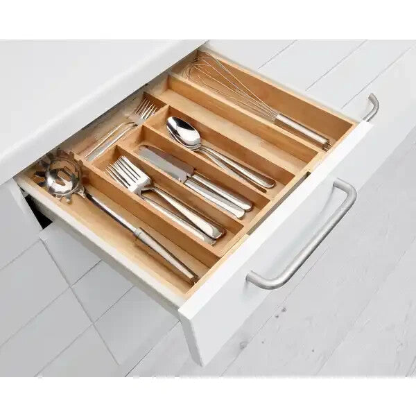 صندوق أدوات المائدة من IDEAS WORLD مصنوع من خشب المطاط، جديد